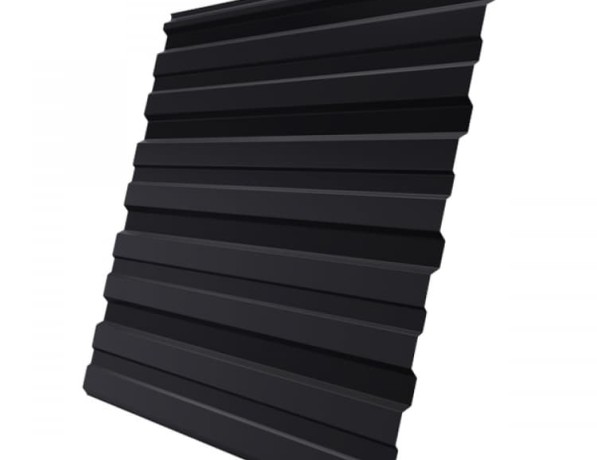 Профнастил стальной стеновой односторонний волна гладкий сигнальный черный С10 0,6х10х899х918 мм ГОСТ 24045-94 фото